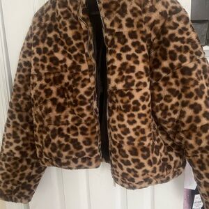 Leopard Print Faux Fur Jacket